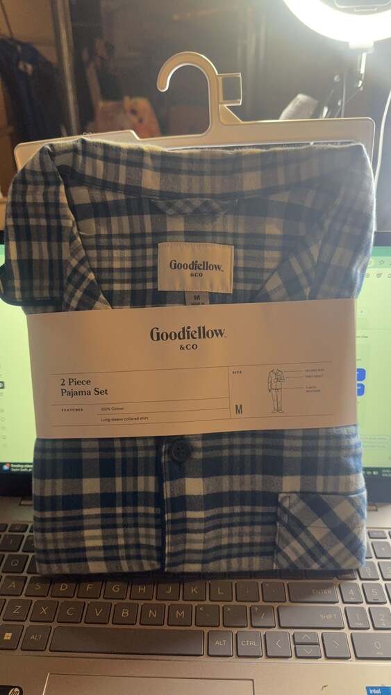 Goodfellow & Co Men's Blue Plaid Flannel Shirt Standard Fit XL